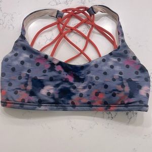 Lululemon Sz 6 Free To Be Wild BRA Polka Dot SPORTS BRA Multi Blooms Alarming